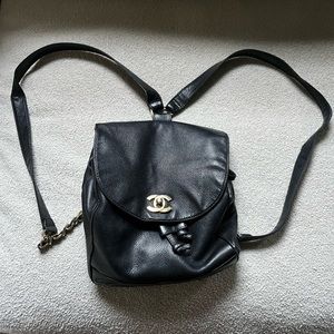 Chanel Black Caviar Leather Backpack Handbag, Vintage ‘90s bag
